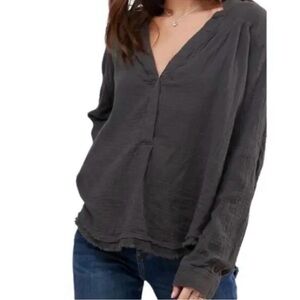Free People oversized Charcoal Blouse